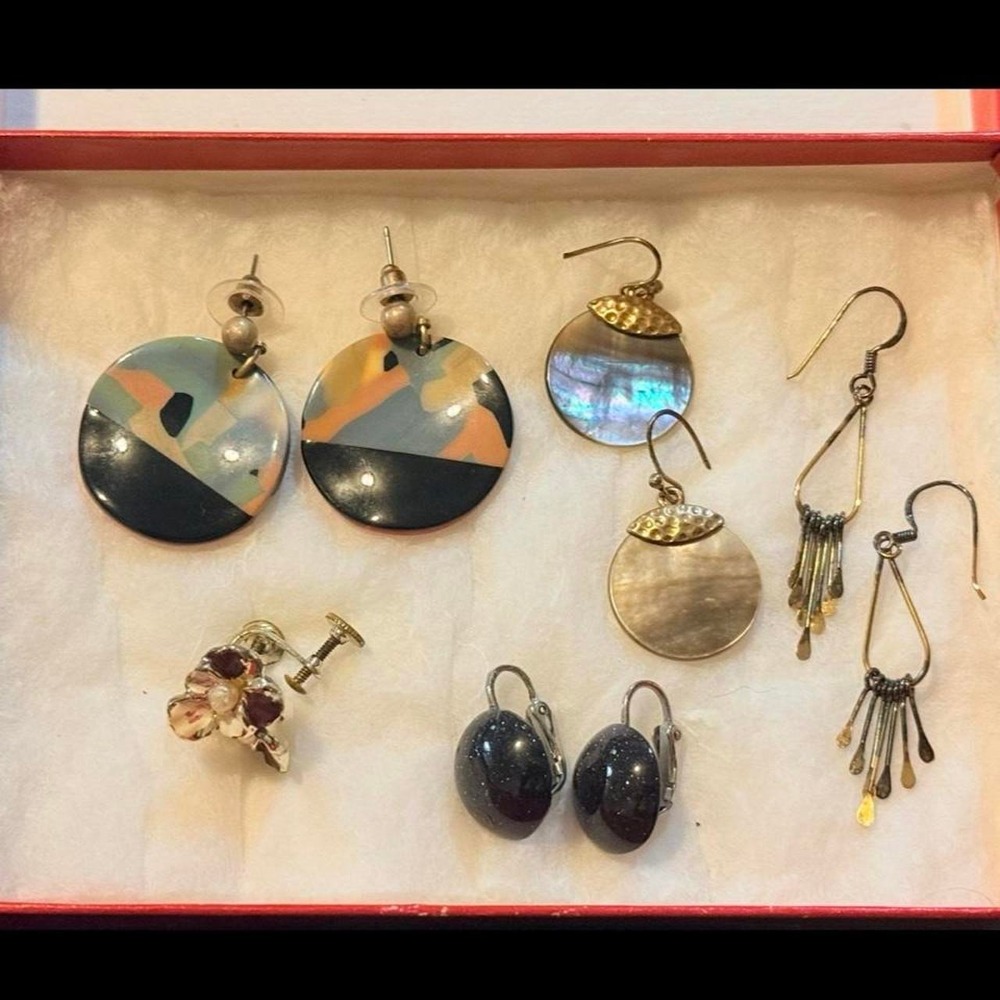 5 Pair Vintage Dangle & Clip on Earrings